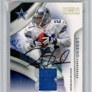 Sports Panini Deion Sanders 2009 Panini National Treasures Century Materials Signatures #'D 21/25 PSA 9 (Game-Used Patch)(Pop 1)