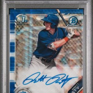 Baseball Bowman Brett Baty 2019 Bowman Draft Blue Wave Auto PSA 10
